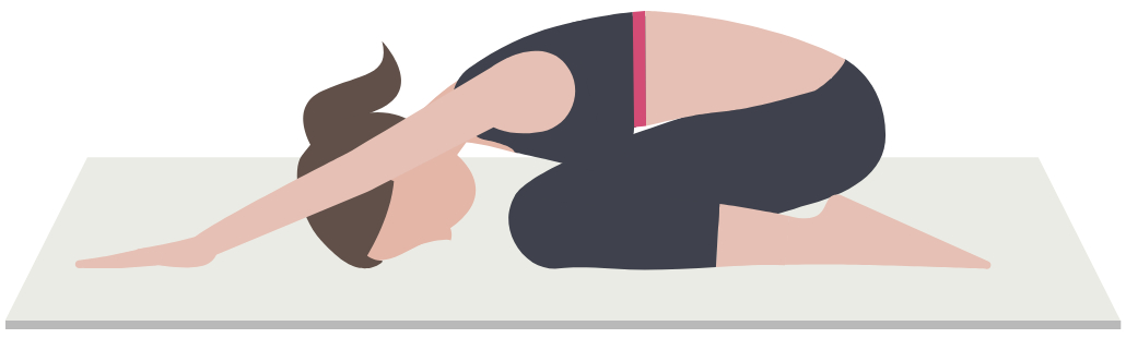 childs pose cvičenie