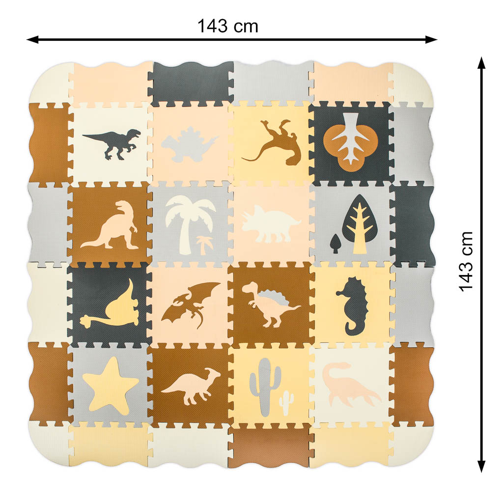 Puzzle podložka – dinosauri, 36 dielov (143 × 143 × 1 cm)